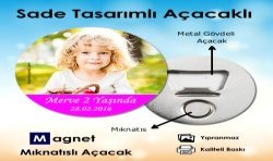 Pembe Temalı Resimli  Açacak Magnet