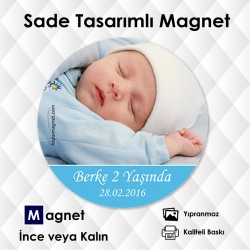 Sade Mavi Tonlarda Yuvarlak  Buzdolabı Magneti