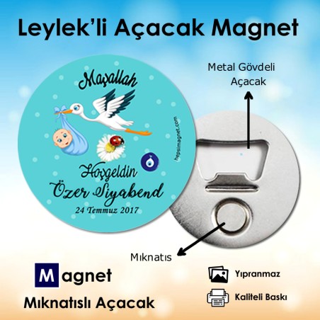 Leylek Temalı Hoşgeldin Açacaklı Magnet