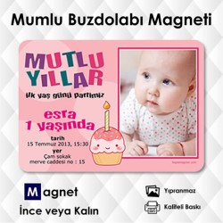 Cupcake ve Mumlu Yaş Günü Buzdolabı Süsü