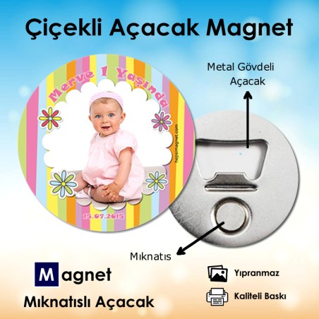 Yuvarlak Renkli Açacak Magnet