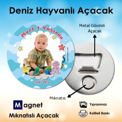 Yuvarlak Mavi Tonlarda Açacak Magnet