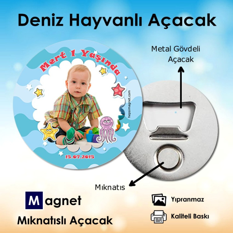 Yuvarlak Mavi Tonlarda Açacak Magnet