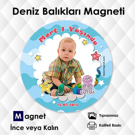 Yuvarlak  Kesim Mavi Tonlarda Magnet