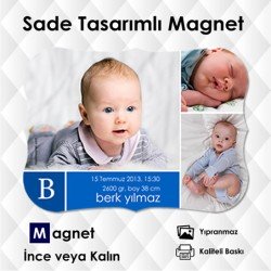 Dalgalı Kesim Erkek Bebek Mavi Tonlarda Doğum Bilgileri Kartı