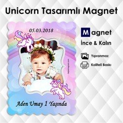 Petit Kesim Unicorn Doğumgünü Magneti