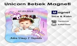 Dalgalı Kesim Unicorn Doğumgünü Magneti