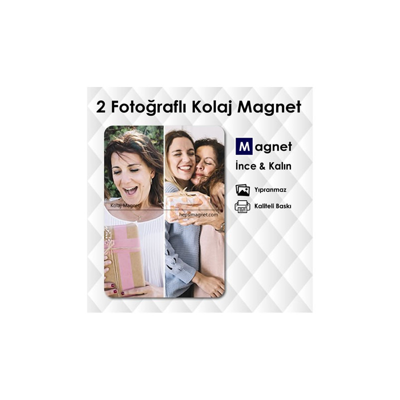 2 Fotoğraflı Kolajlı Kişiye Özel Magnet Kod:kolaj6