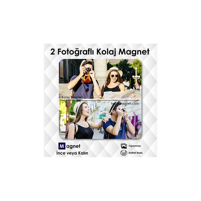 2 Fotoğraflı Kolajlı Kişiye Özel Magnet Kod:kolaj9