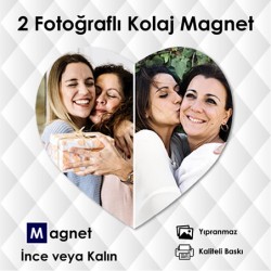 2 Fotoğraflı Kalp Şekilli Kolaj Magnet Kod:kolaj11