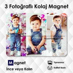 3 Fotoğraflı Kolaj Magnet