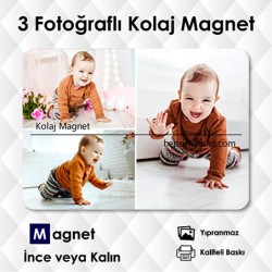 3 Fotoğraflı Kolajlı Kişiye Özel Buzdolabı Magneti