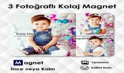 3 Fotoğraflı Kolajlı Size Özel Buzdolabı Magneti