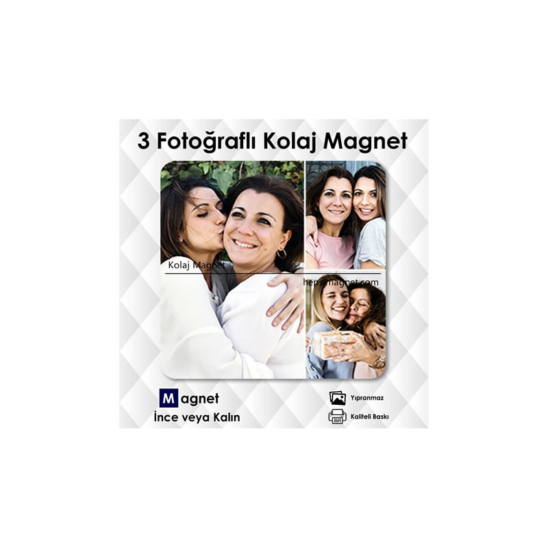 Size Özel 3 Fotoğrafınız İle Kolaj Magnet