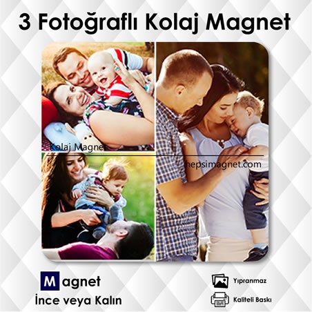 Yolladığınız 3 Adet Fotoğrafdan Kolaj Magnet