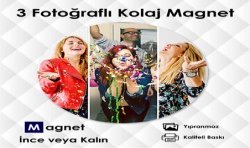 3 Fotoğraflı Yuvarlak Kolaj Magnet