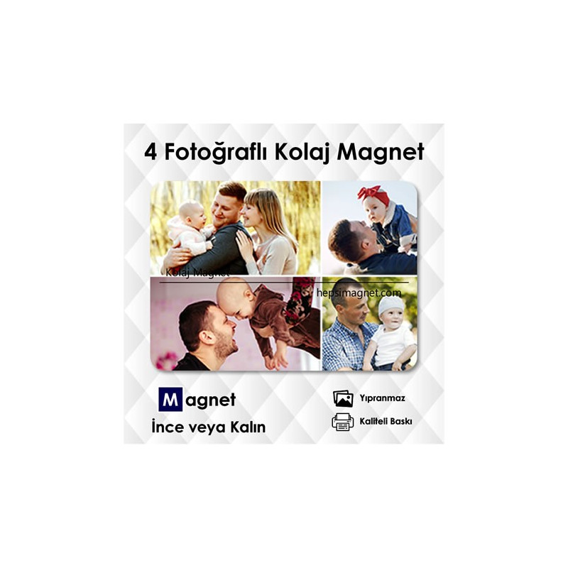 4 Resimli Kolajlı Buzdolabı Magneti