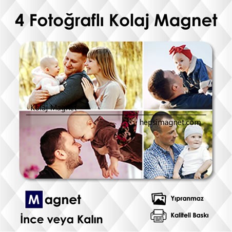 4 Resimli Kolajlı Buzdolabı Magneti