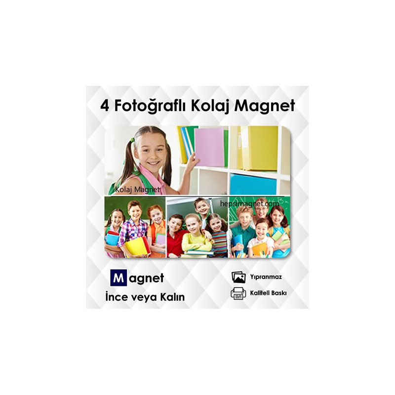 4 Resimli Kolajlı Magnet