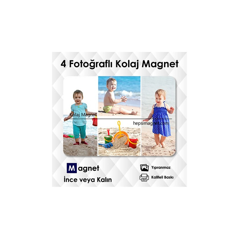 4 Fotoğraflı Kolajlı Magnetli Süsler