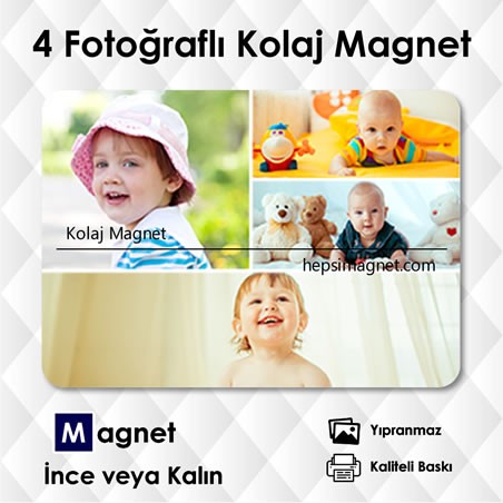 4 Resimli Kolajlı Dolap Magneti