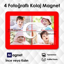 Türk Bayrağı Temalı 4 Fotoğraflı Kolaj Magnet