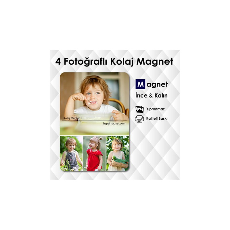 4 Fotoğraflı Kolajlı Hazırlanan Magnet