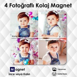 4 Fotoğraflı Kolajlı Buzdolabı Magneti