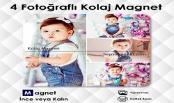 4 Fotoğraflı Kolajlı Kişiye Özel Magnet