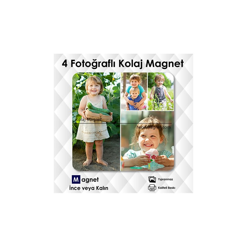 4 Resimli Kolajlı Fotoğraflı Magnet