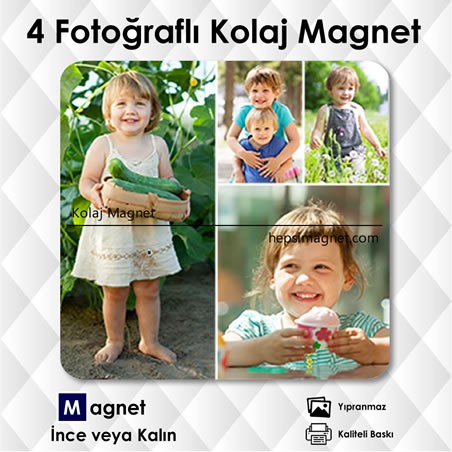4 Resimli Kolajlı Fotoğraflı Magnet