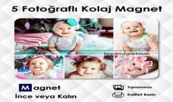 Kişiye Özel 5 Fotoğraflı Kolajlı Kişiye Özel Magnet