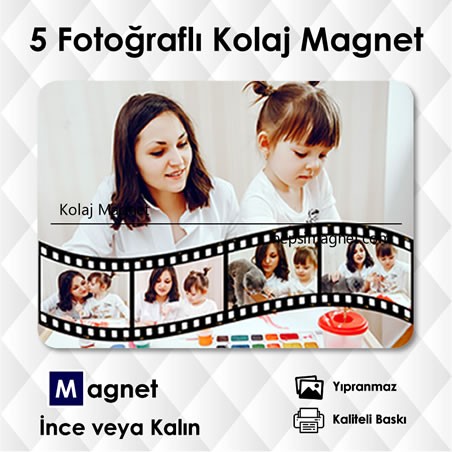 5 Fotoğraflı Kolajlı Film Şeritli Magnet