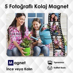 5 Resimli Kolajlı Film Şeritli Magnet