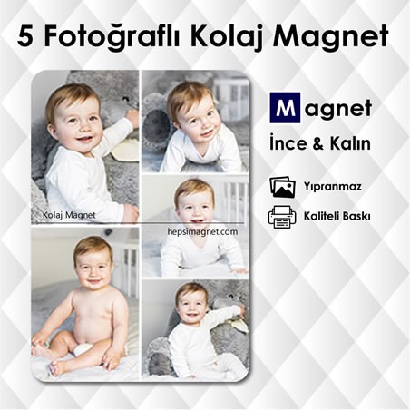 5 Fotoğraflı Kolajlı Kişiye Özel Buzdolabı Magneti 5 Fotoğraflı Kolajlı Kişiye Özel Buzdolabı Magneti
