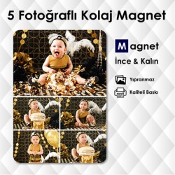 5 Fotoğraflı Kolajlı Kişiye Özel Buzdolabı Magneti