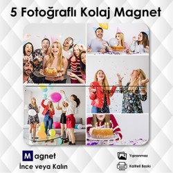 5 Fotoğraflı Kolajlı Kişiye Özel Buzdolabı Magneti