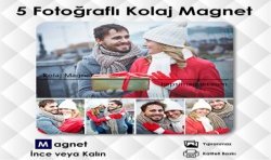 5 Fotoğraflı Kolajlı Kişiye Özel Buzdolabı Magneti