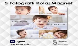 5 Fotoğraflı Kolajlı Kişiye Özel Buzdolabı Magneti