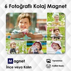 6 Resimli Kolajlı Kişiye Özel Magnet