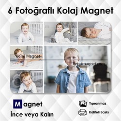 6 Resimli Kolajlı Kişiye Özel Magnet