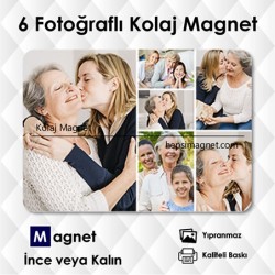 6 Resimli Kolajlı Kişiye Özel Magnet