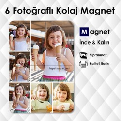 6 Resimli Kolajlı Kişiye Özel Magnet