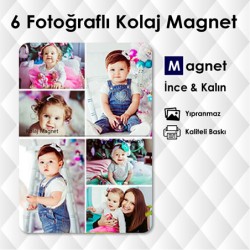 6 Resimli Kolajlı Kişiye Özel Magnet