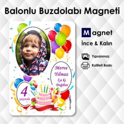 Balon ve Konfeti Temalı Bebek Magneti