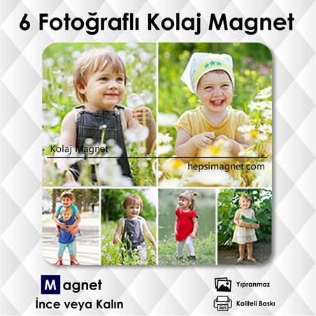 6 Resimli Kolajlı Kişiye Özel Magnet 6 Resimli Kolajlı Kişiye Özel Magnet