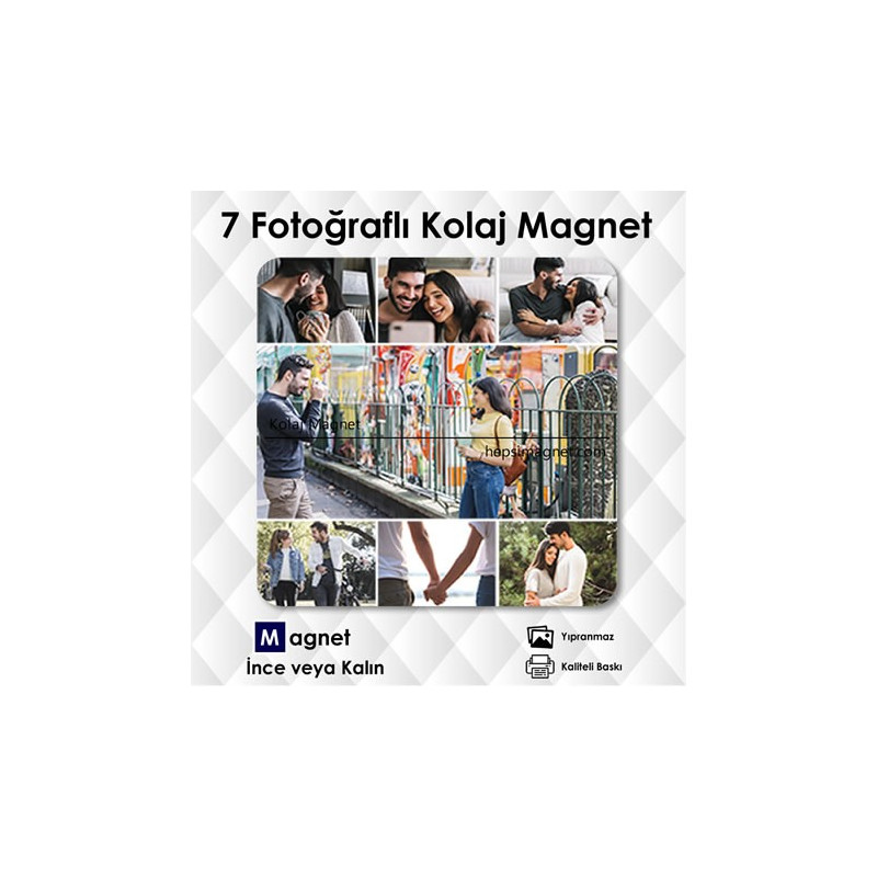 7 Fotoğraflı Kolajlı Buzdolabı Magneti
