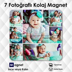 7 Fotoğraflı Kolajlı Dolap Magneti