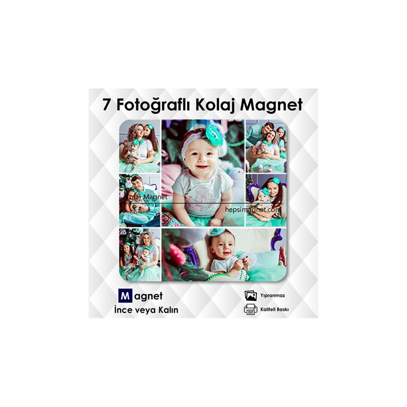 7 Fotoğraflı Kolajlı Dolap Magneti