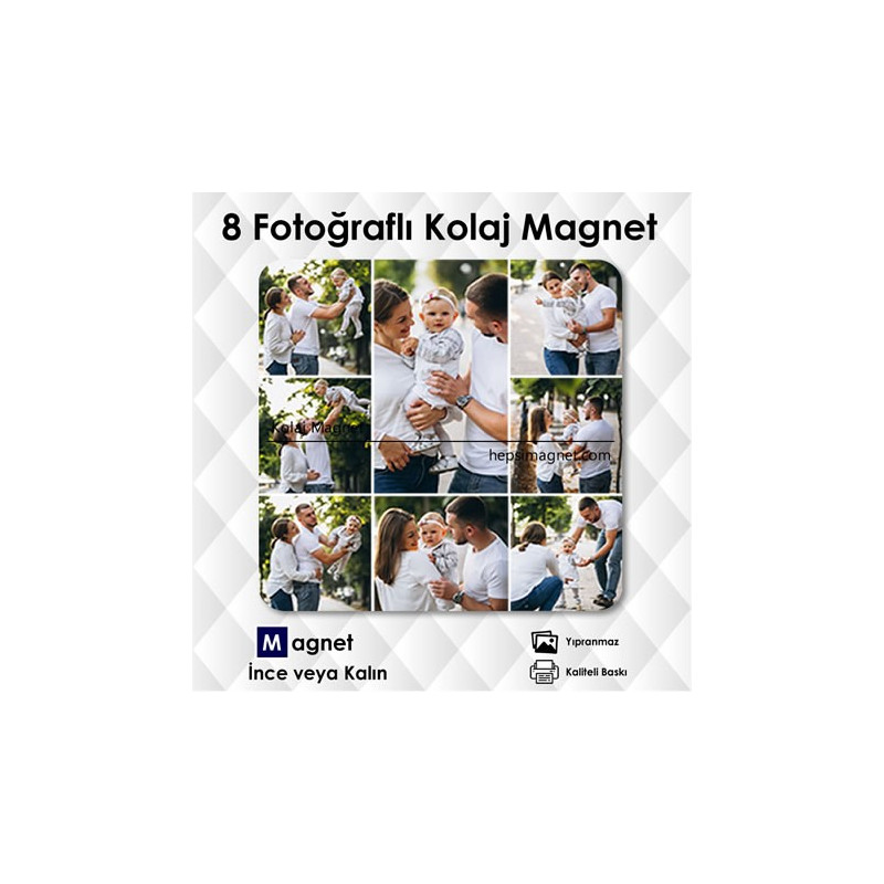 8' li Kolajlı Resimli Magnet